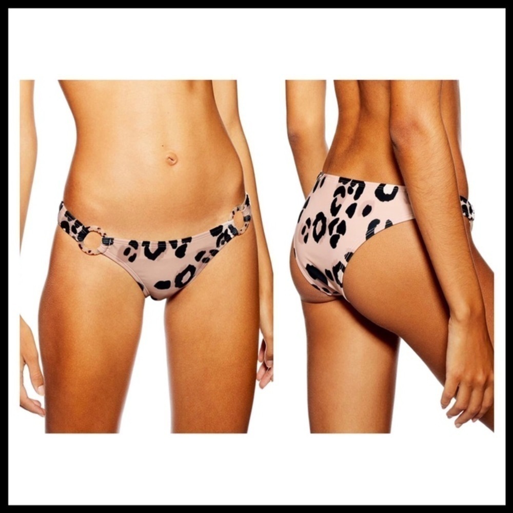 TOPSHOP Animal Print Ring Bikini Bottoms